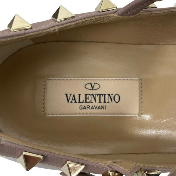 NEW Valentino Garavani Rockstud Caged Paten Leather Flats Pink Size 38.5 - Picture 13 of 15